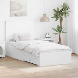 Ramka łóżka Białe i srebro 75 x 190 cm Materiał drewnopochodny
