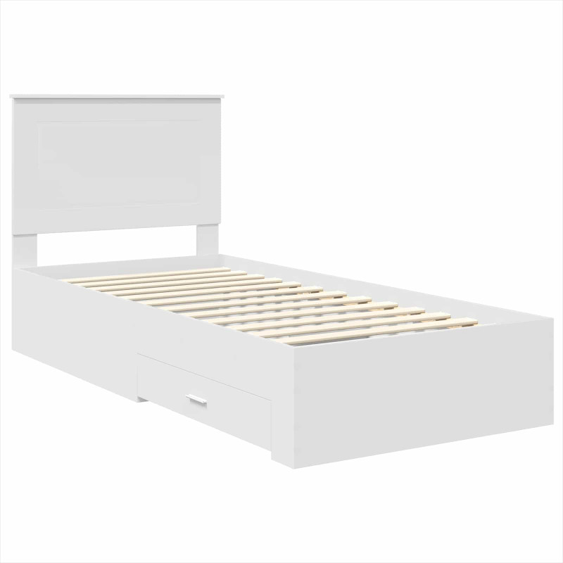 Ramka łóżka Białe i srebro 75 x 190 cm Materiał drewnopochodny