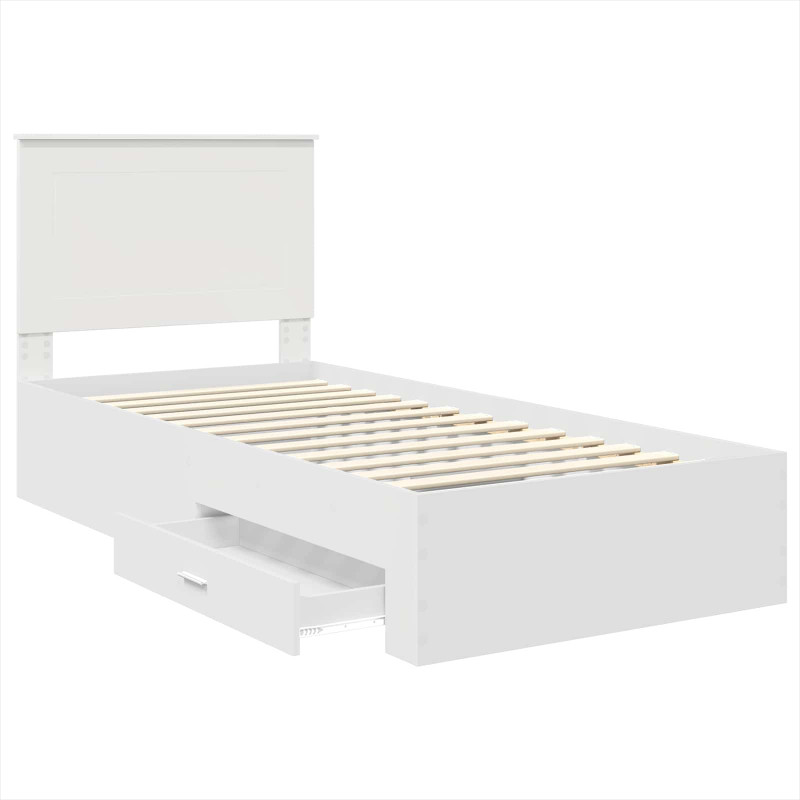 Ramka łóżka Białe i srebro 75 x 190 cm Materiał drewnopochodny