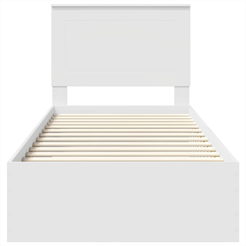 Ramka łóżka Białe i srebro 75 x 190 cm Materiał drewnopochodny