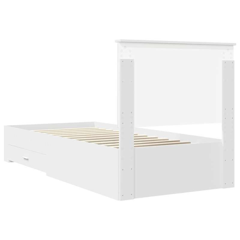 Ramka łóżka Białe i srebro 75 x 190 cm Materiał drewnopochodny