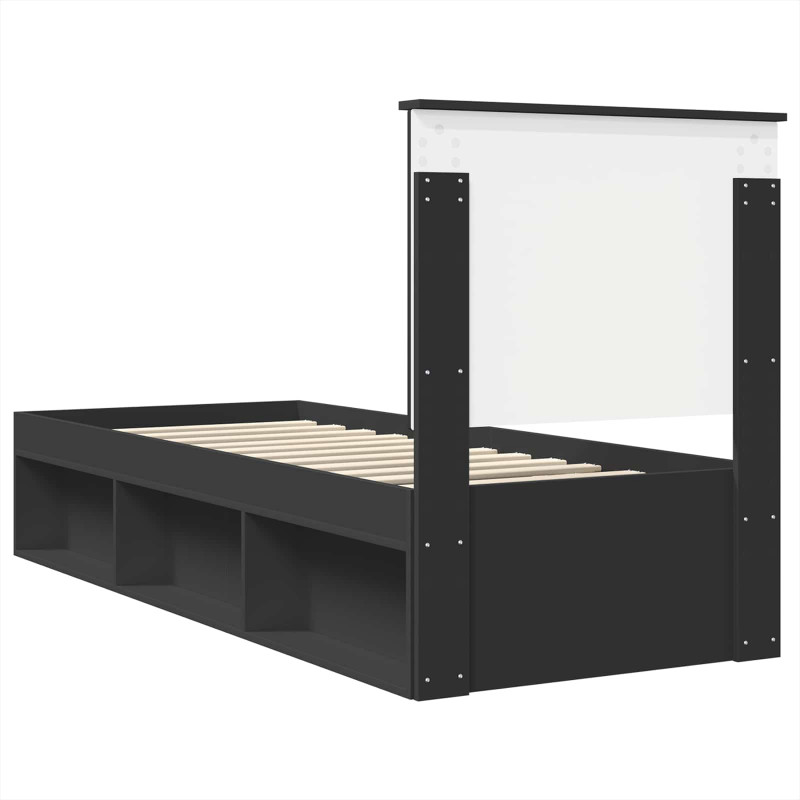 Ramka łóżka Z zagłówkiem Czarny i Srebrny 75 x 190 cm