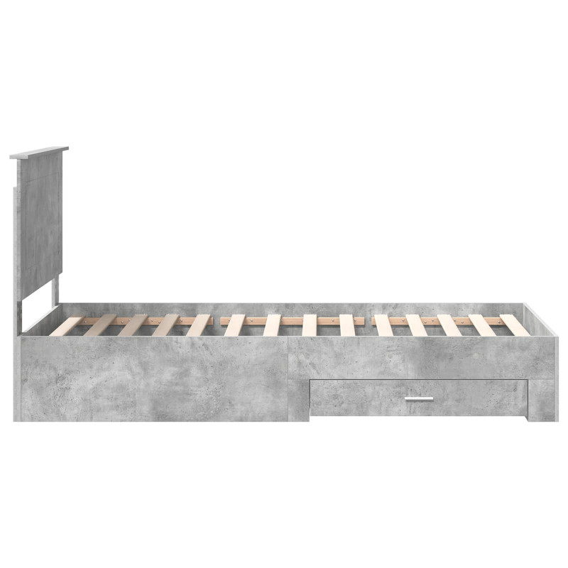 Ramka łóżka Z zagłówkiem Betonowy szary i srebro 75 x 190 cm