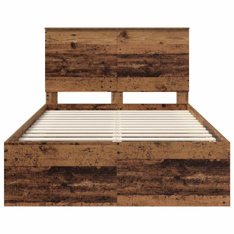 Ramka łóżka Stare drewno 120 x 190 cm Lite drewno sosnowe