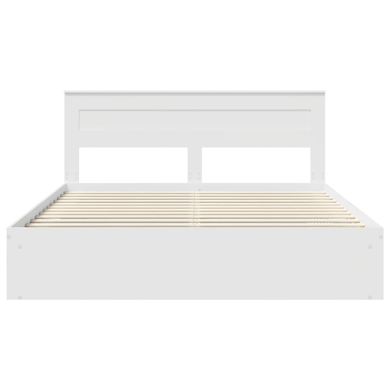 Ramka łóżka Z zagłówkiem Biały 200 x 200 cm Lite drewno sosnowe