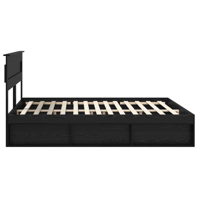 Ramka łóżka Czarny 200 x 200 cm Lite drewno sosnowe