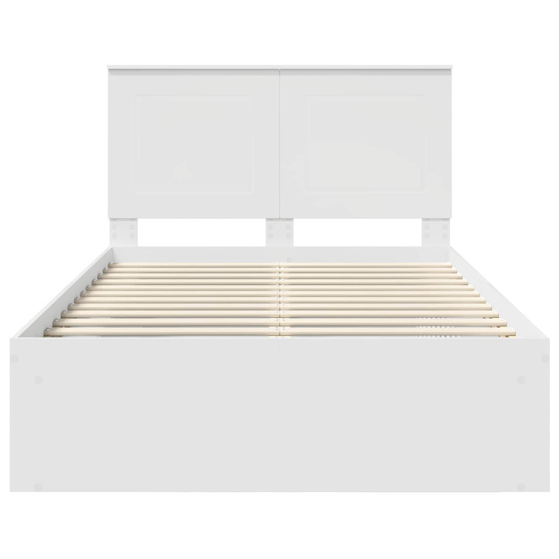 Ramka łóżka Z zagłówkiem Biały 120 x 200 cm Lite drewno sosnowe