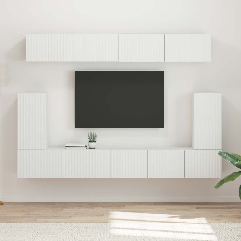 Zestaw szafek RTV 5 pcs Biały Materiał drewnopochodny