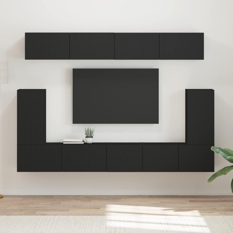 Zestaw szafek RTV 5 pcs Czarny Materiał drewnopochodny