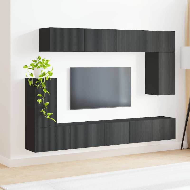 Zestaw szafek RTV 5 pcs Czarny Materiał drewnopochodny