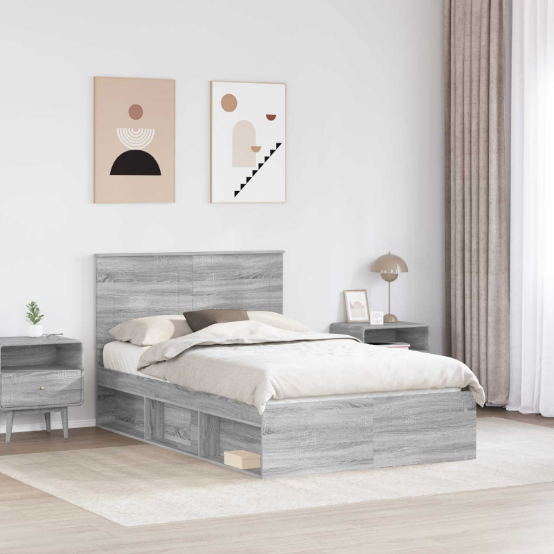 Ramka łóżka Szary Sonoma 120 x 200 cm Lite drewno sosnowe