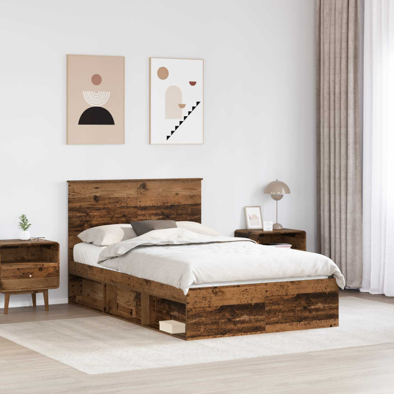 Ramka łóżka Stare drewno 120 x 200 cm Lite drewno sosnowe