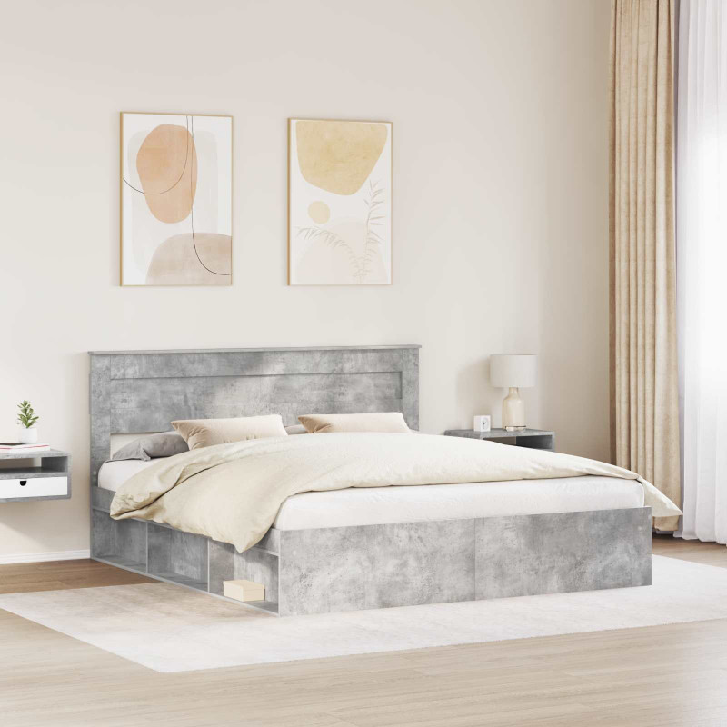 Ramka łóżka Betonowy 180 x 200 cm Lite drewno sosnowe
