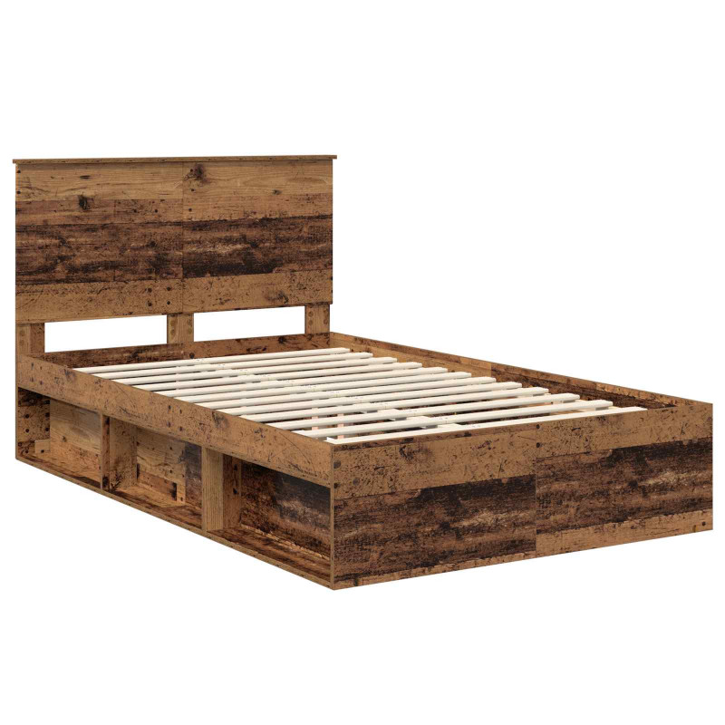 Ramka łóżka Stare drewno 120 x 200 cm Lite drewno sosnowe