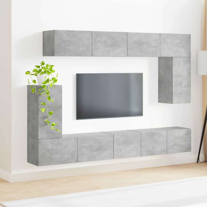 Zestaw szafek RTV 5 pcs Betonowy szary Materiał drewnopochodny