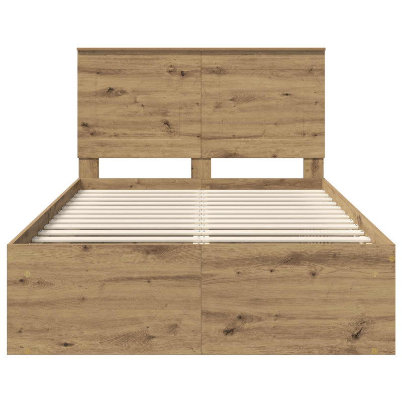 Ramka łóżka Dąb rzemieślniczy 120 x 200 cm Lite drewno sosnowe