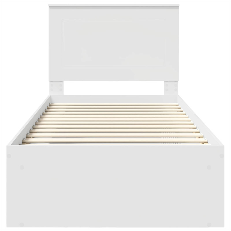 Ramka łóżka Z zagłówkiem Biały 100 x 200 cm Lite drewno sosnowe