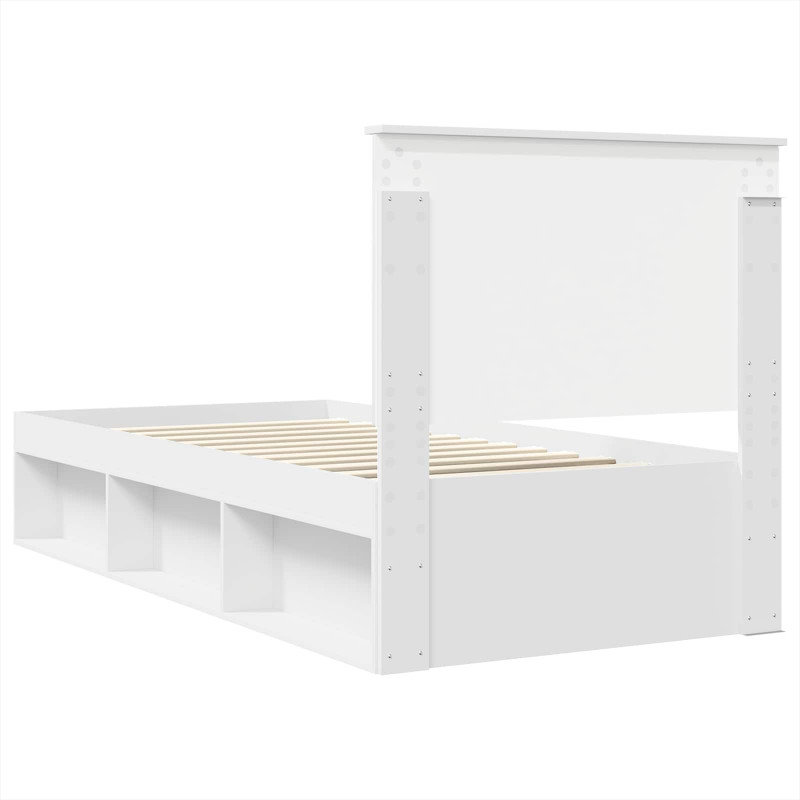 Ramka łóżka Z zagłówkiem Biały 100 x 200 cm Lite drewno sosnowe