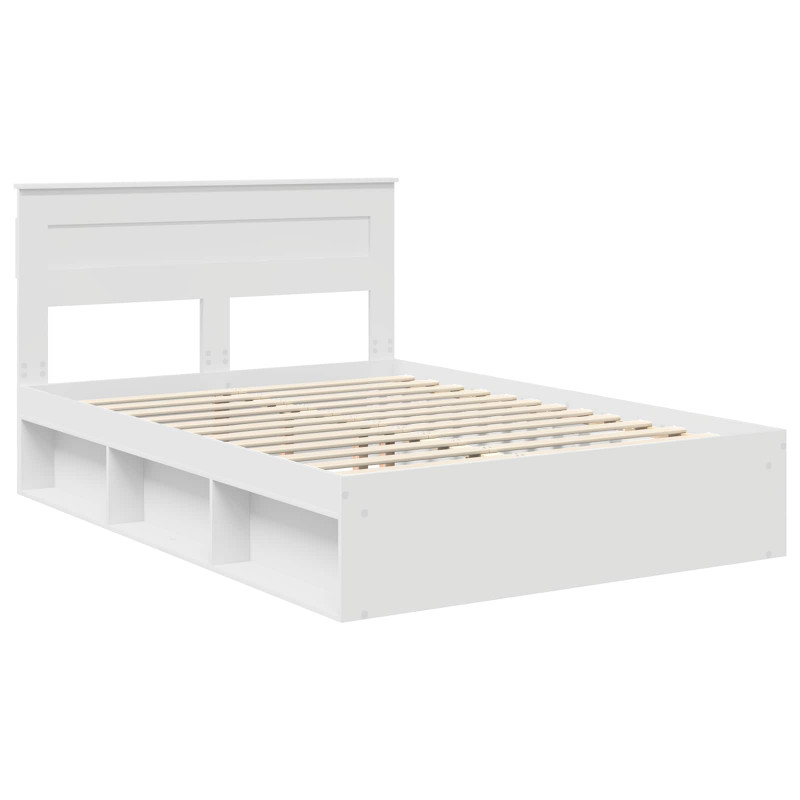 Ramka łóżka Z zagłówkiem Biały 160 x 200 cm Lite drewno sosnowe
