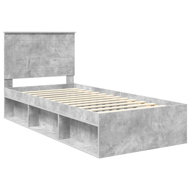 Ramka łóżka Szary beton 100 x 200 cm Lite drewno sosnowe