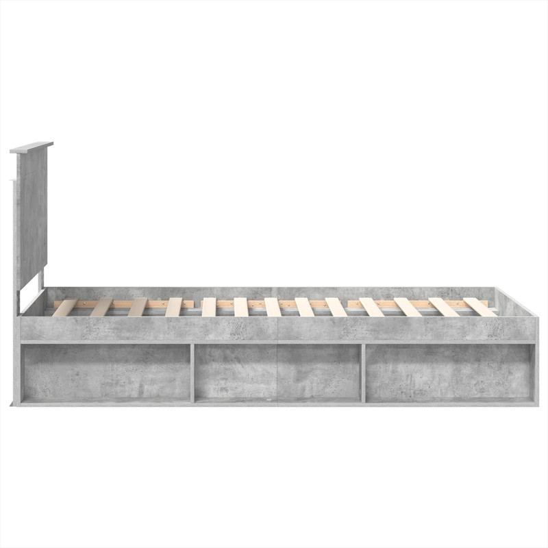 Ramka łóżka Szary beton 100 x 200 cm Lite drewno sosnowe