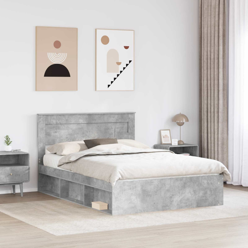 Ramka łóżka Betonowy 160 x 200 cm Lite drewno sosnowe