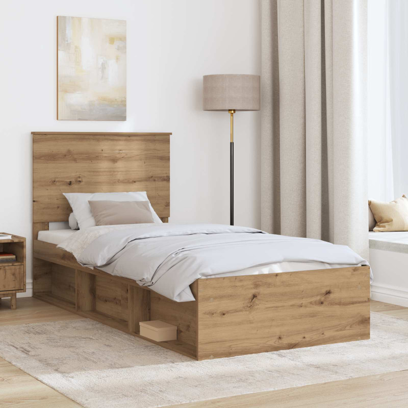 Ramka łóżka Dąb rzemieślniczy 100 x 200 cm Lite drewno sosnowe