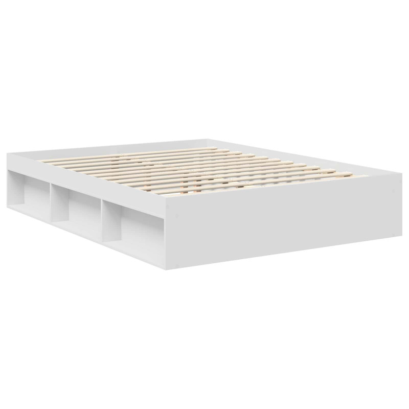 Ramka łóżka Z zagłówkiem Biały 150 x 200 cm Lite drewno sosnowe