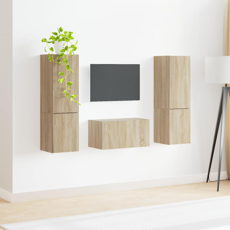 Zestaw szafek RTV 5 pcs Dąb Sonoma Materiał drewnopochodny