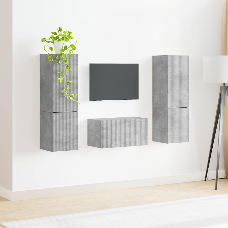 Zestaw szafek RTV 5 pcs Betonowy szary Materiał drewnopochodny