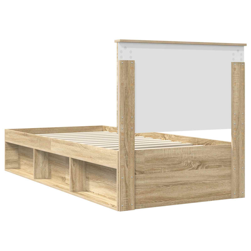 Ramka łóżka Z zagłówkiem Sonoma 90 x 190 cm Lite drewno sosnowe