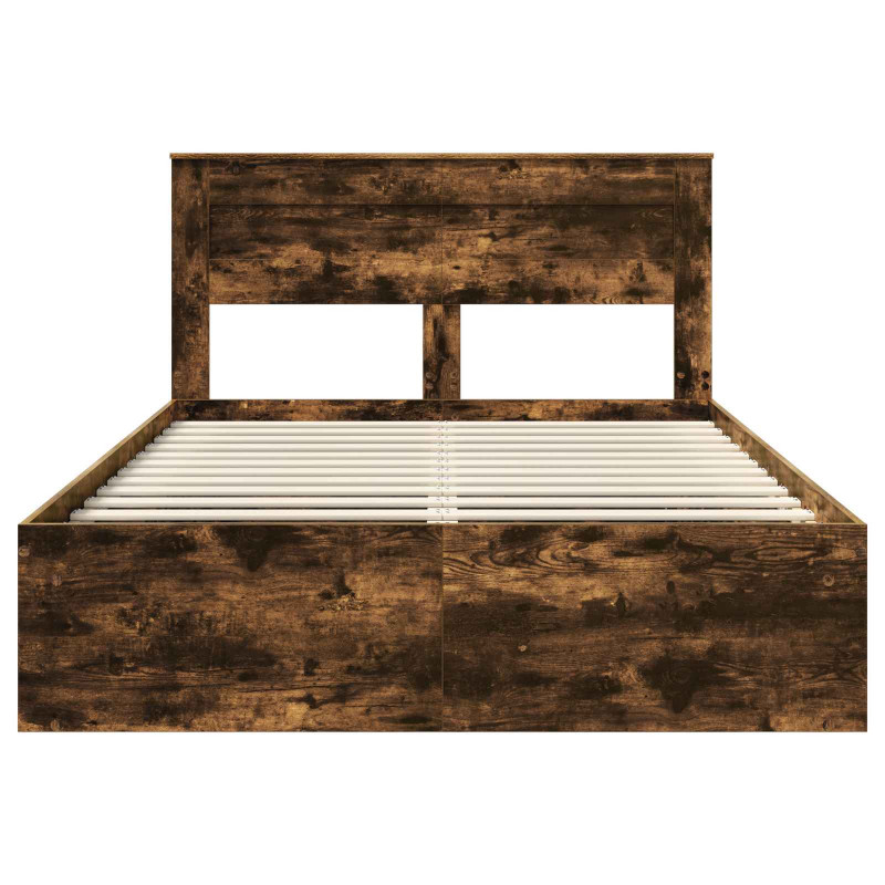Ramka łóżka Dąb wędzony 150 x 200 cm Lite drewno sosnowe