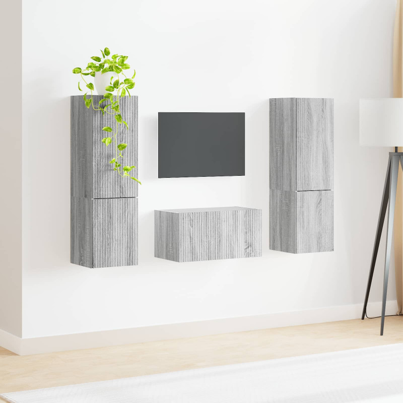 Zestaw szafek RTV 5 pcs Szary Sonoma Materiał drewnopochodny