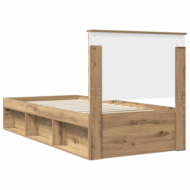 Ramka łóżka Dąb rzemieślniczy 90 x 190 cm Lite drewno sosnowe