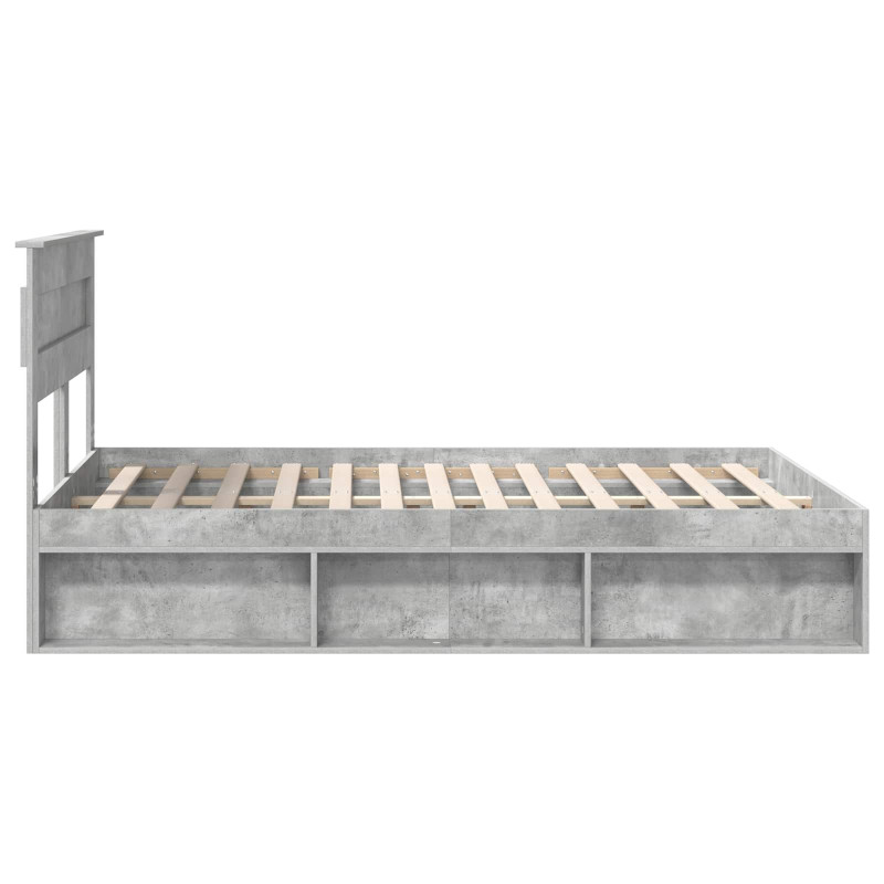 Ramka łóżka Betonowy 140 x 190 cm Lite drewno sosnowe