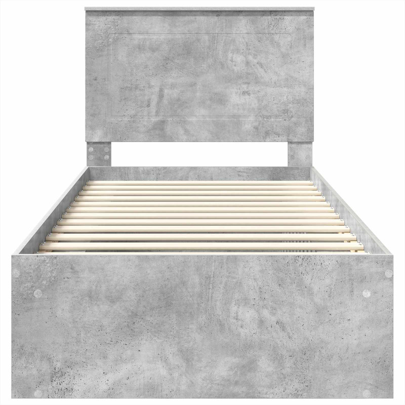 Ramka łóżka Betonowy 90 x 200 cm Lite drewno sosnowe