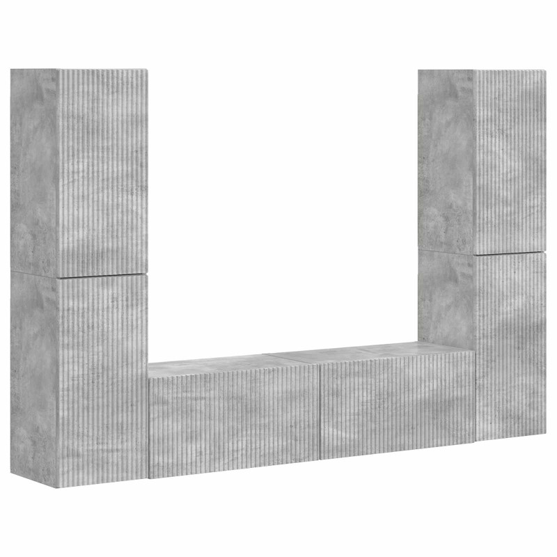 Zestaw szafek RTV 6 pcs Betonowy szary Materiał drewnopochodny