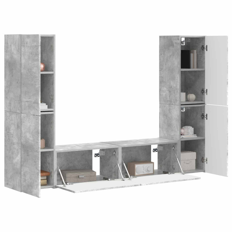 Zestaw szafek RTV 6 pcs Betonowy szary Materiał drewnopochodny
