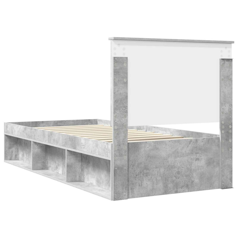Ramka łóżka Betonowy 90 x 200 cm Lite drewno sosnowe