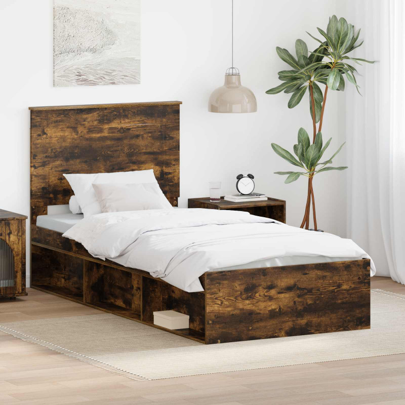 Ramka łóżka Dąb wędzony 90 x 200 cm Lite drewno sosnowe