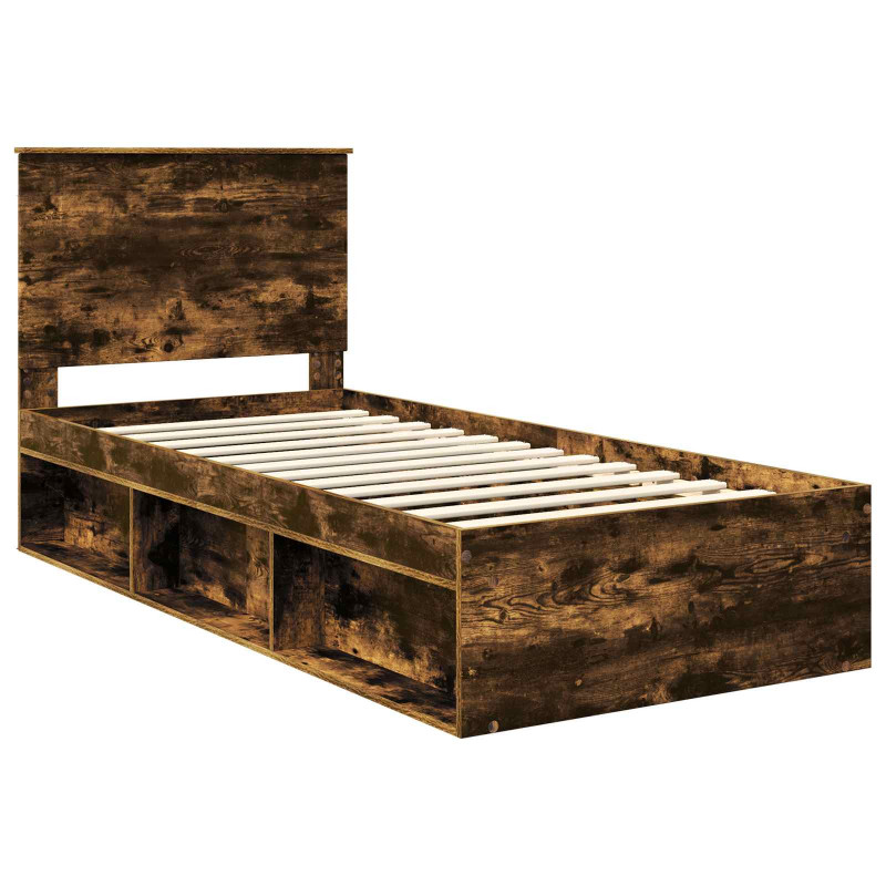 Ramka łóżka Dąb wędzony 90 x 200 cm Lite drewno sosnowe