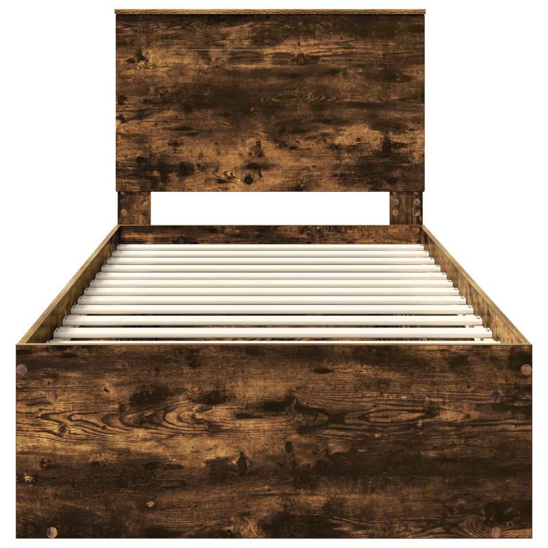 Ramka łóżka Dąb wędzony 90 x 200 cm Lite drewno sosnowe