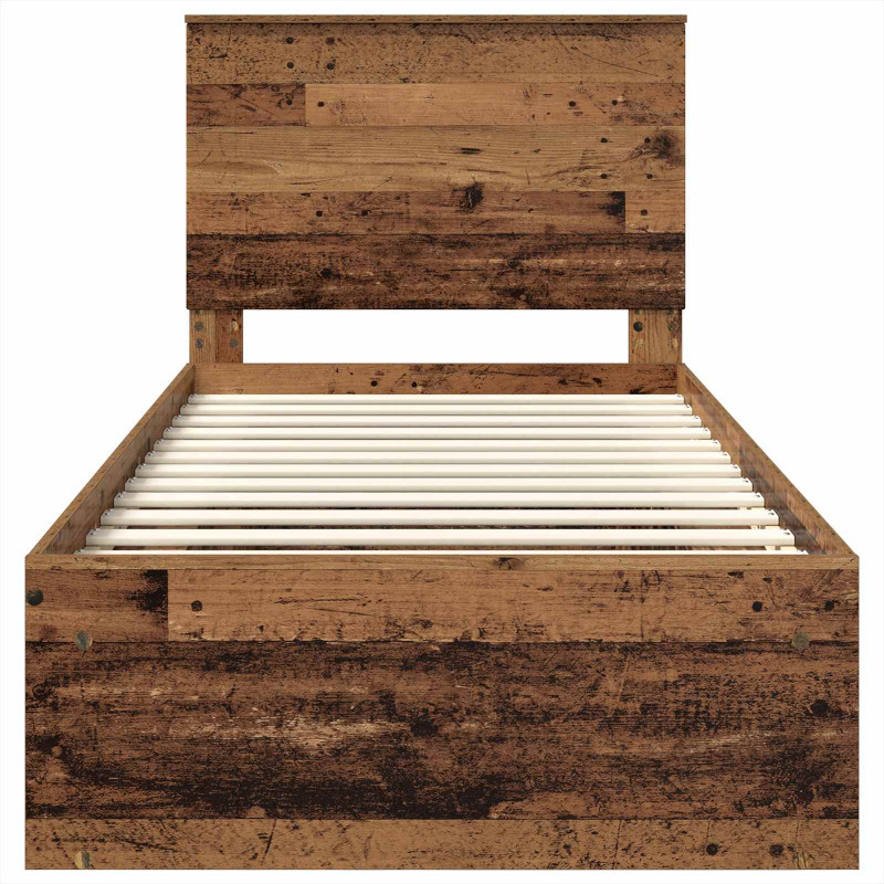 Ramka łóżka Stare drewno 90 x 200 cm Lite drewno sosnowe