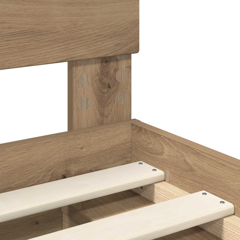 Ramka łóżka Dąb rzemieślniczy 90 x 200 cm Lite drewno sosnowe