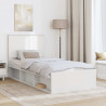 Ramka łóżka Z zagłówkiem Biały 75 x 190 cm Lite drewno sosnowe