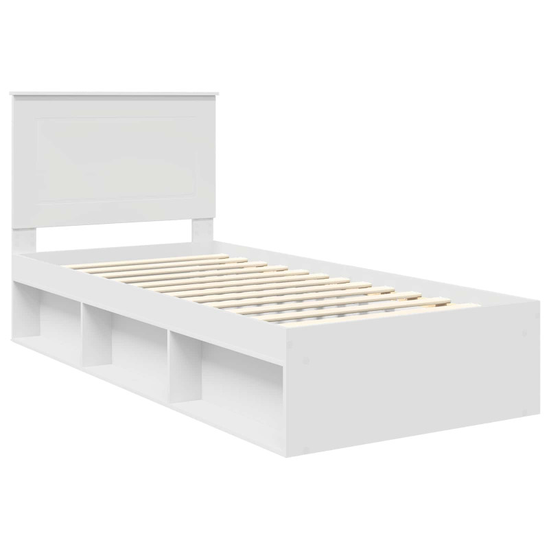 Ramka łóżka Z zagłówkiem Biały 75 x 190 cm Lite drewno sosnowe