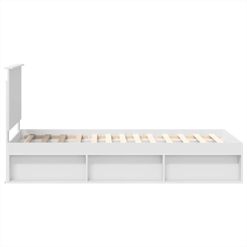 Ramka łóżka Z zagłówkiem Biały 75 x 190 cm Lite drewno sosnowe
