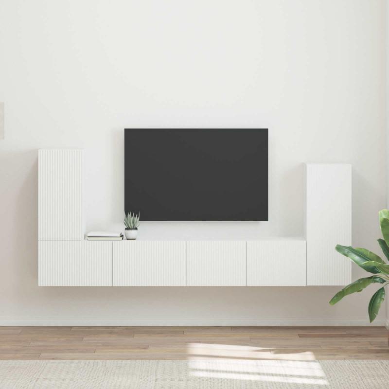 Zestaw szafek RTV 4 pcs Biały Materiał drewnopochodny