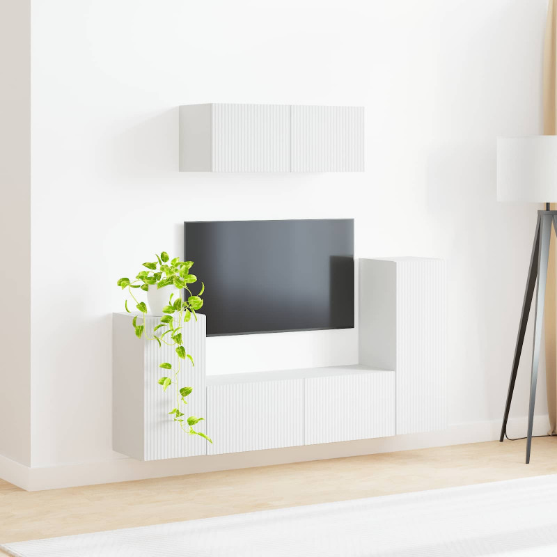 Zestaw szafek RTV 4 pcs Biały Materiał drewnopochodny
