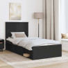 Ramka łóżka Z zagłówkiem Czarny 75 x 190 cm Lite drewno sosnowe